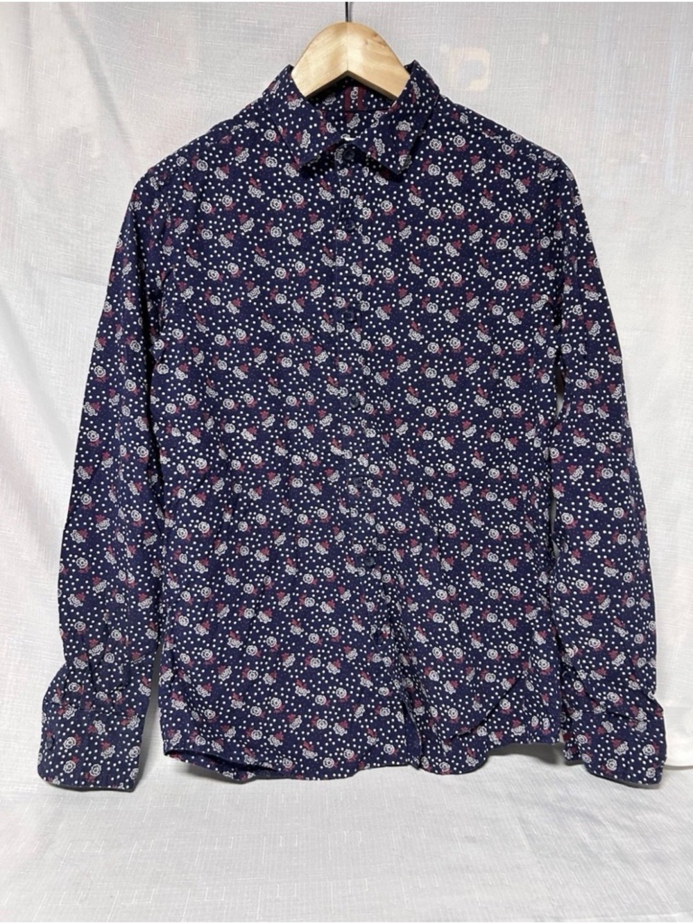 SIX LINCOLN Men’s 100% Cotton Stylish Indie Floral Button Down Shirt Size Small
